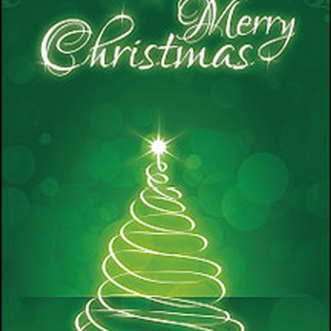 Weihnachtskarten "Tannenbaum Merry Christmas grün"