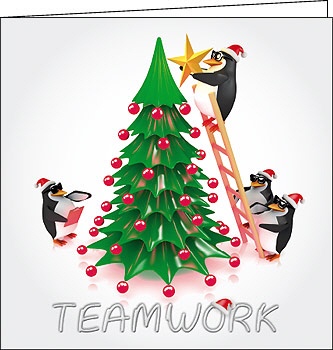 Weihnachtskarte "Teamwork Pinguine"