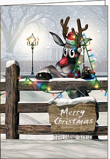 Weihnachtskarten "Leuchtende Rentier Lichterkette"
