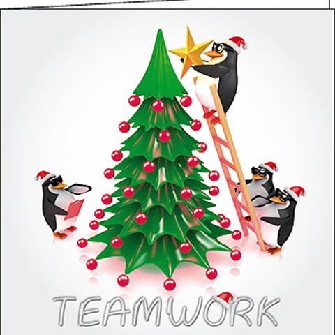 Weihnachtskarten "Teamwork Pinguine"