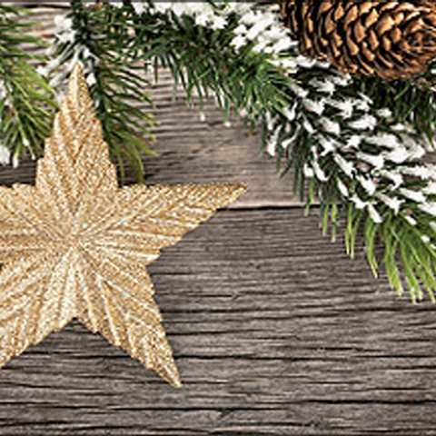 Weihnachtskarten "heimeliger Goldstern mit Holz"