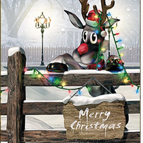 Weihnachtskarten "Leuchtende Rentier Lichterkette"