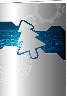 Weihnachtskarten "Elektronik Printplatte blue"