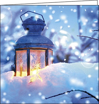 Weihnachtskarte "Laterne im Schnee"