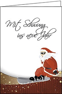 Weihnachtskarten "Weihnachtsmann mit Snowboard"