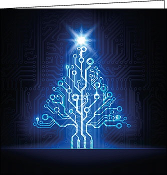 Weihnachtskarte "Tannenbaum Printplatte blau"