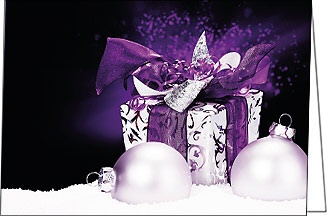 Weihnachtskarten "Geschenk im violettstyle 02"