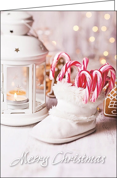 Weihnachtskarten " Laterne mit Zuckerstangen"